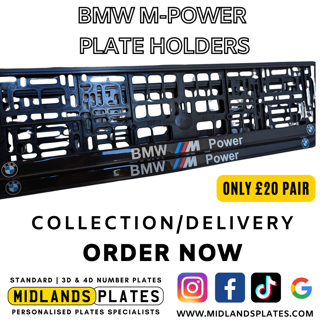 BMW M Power Plate Holders Pair